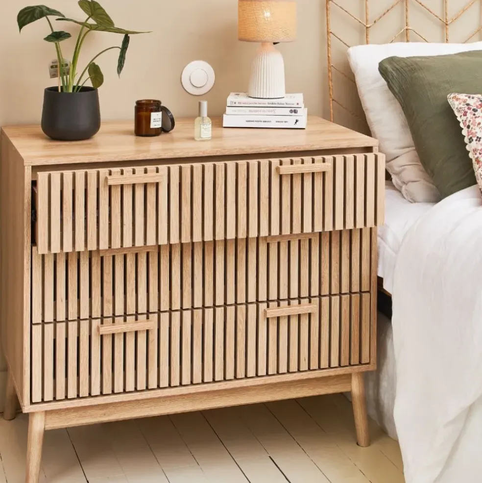 Commode 3 tiroirs en pin naturel - Kara