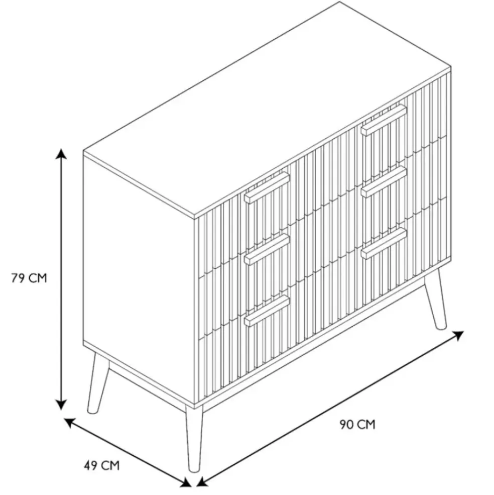 Commode 3 tiroirs en pin naturel - Kara