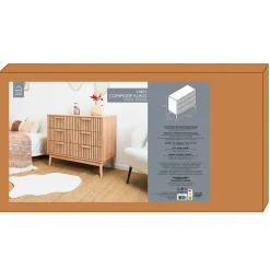 Commode 3 tiroirs en pin naturel - Kara