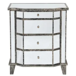 Commode en bois miroir patine 4 tiroirs H88cm