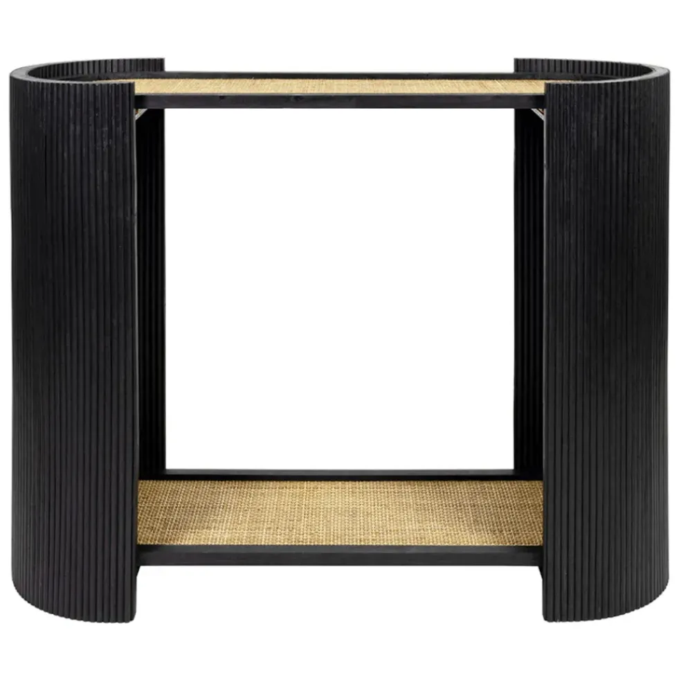 Console 2 niveaux en rotin et bambou noir - Saori