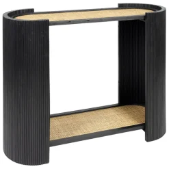 Console 2 niveaux en rotin et bambou noir - Saori