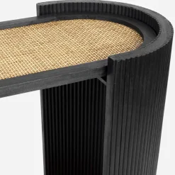 Console 2 niveaux en rotin et bambou noir - Saori