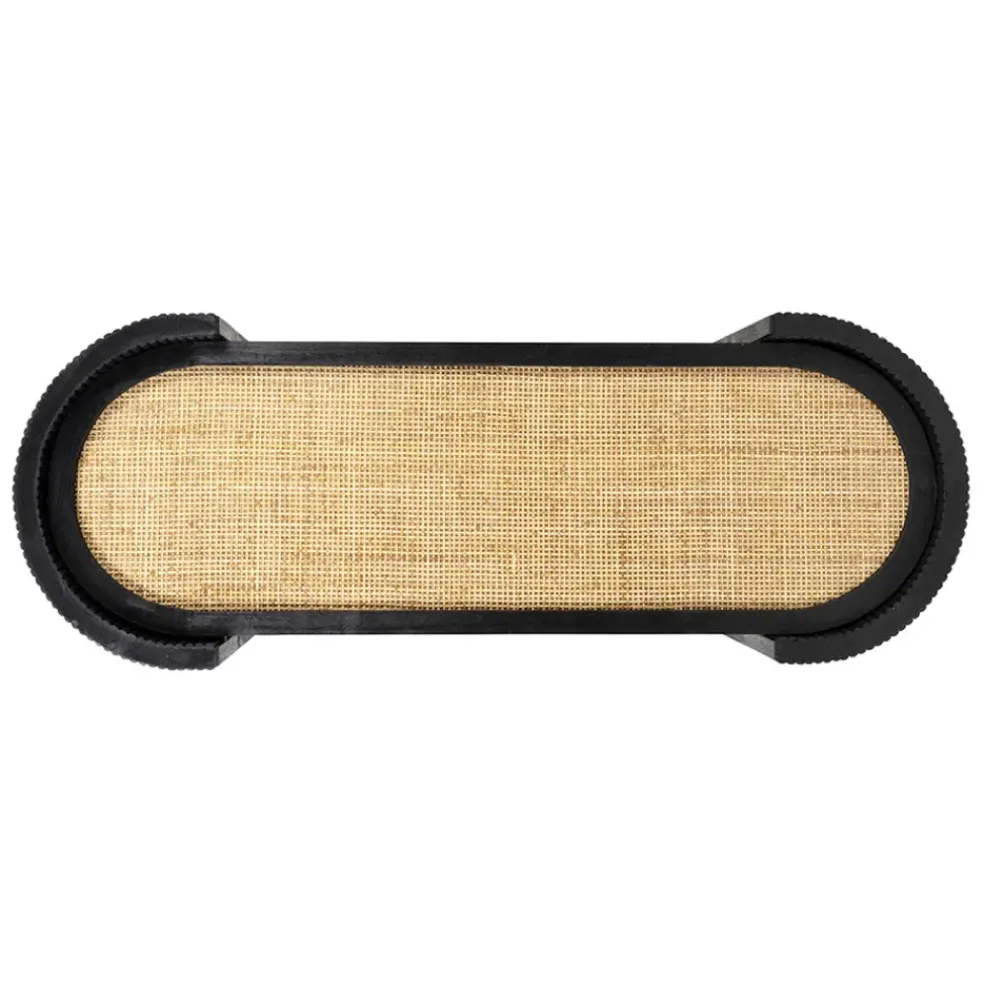 Console 2 niveaux en rotin et bambou noir - Saori