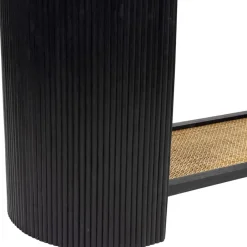 Console 2 niveaux en rotin et bambou noir - Saori