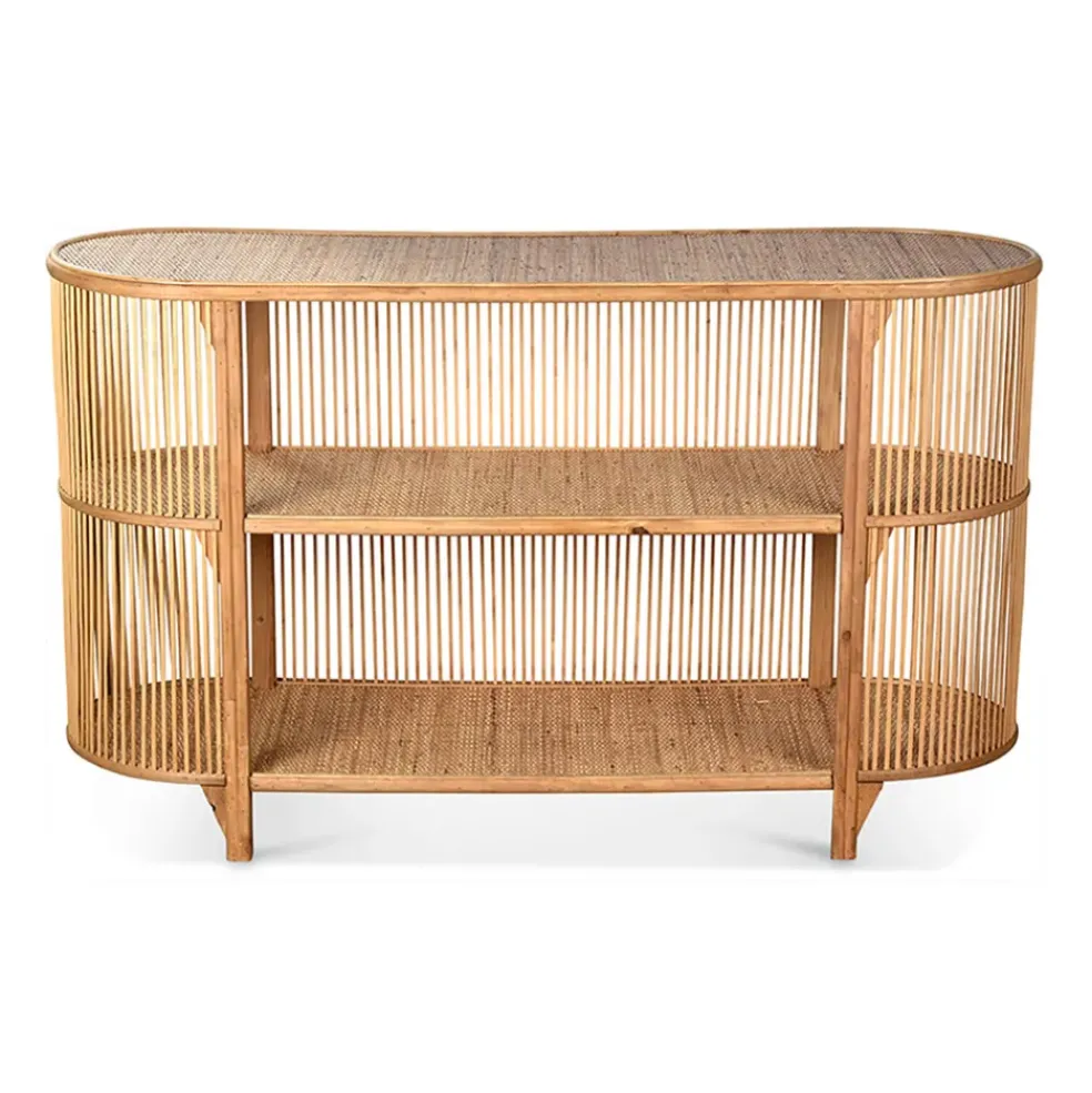 Console 2 étagères en rotin naturel - Romeo
