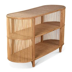 Console 2 étagères en rotin naturel - Romeo