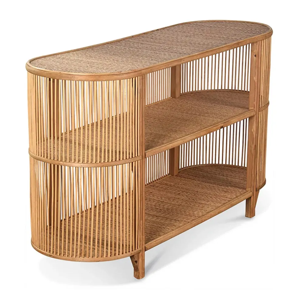 Console 2 étagères en rotin naturel - Romeo