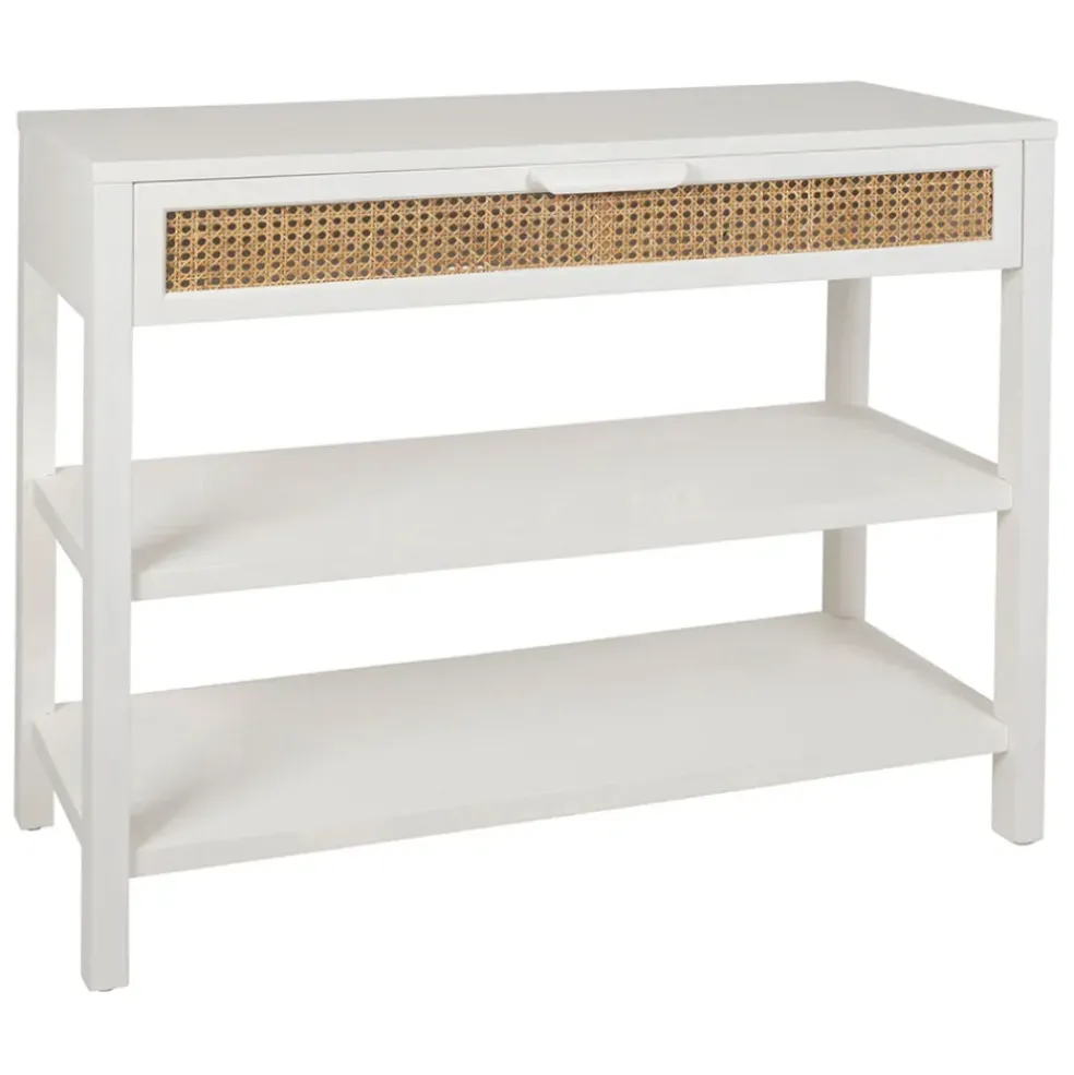 Console 2 étagères en sapin blanc - Adela