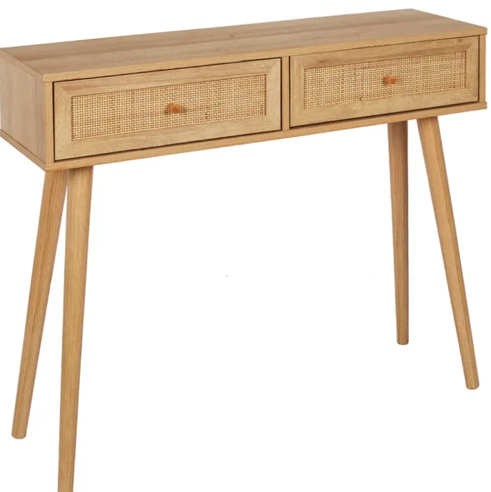Console 2 tiroirs en bois naturel - Baia