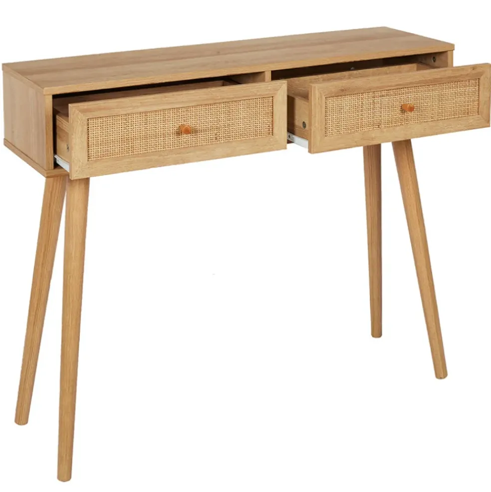 Console 2 tiroirs en bois naturel - Baia