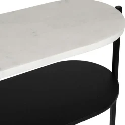 Console avec étagère en marbre et fer blanc et noir 100x30xh80cm - Eskela