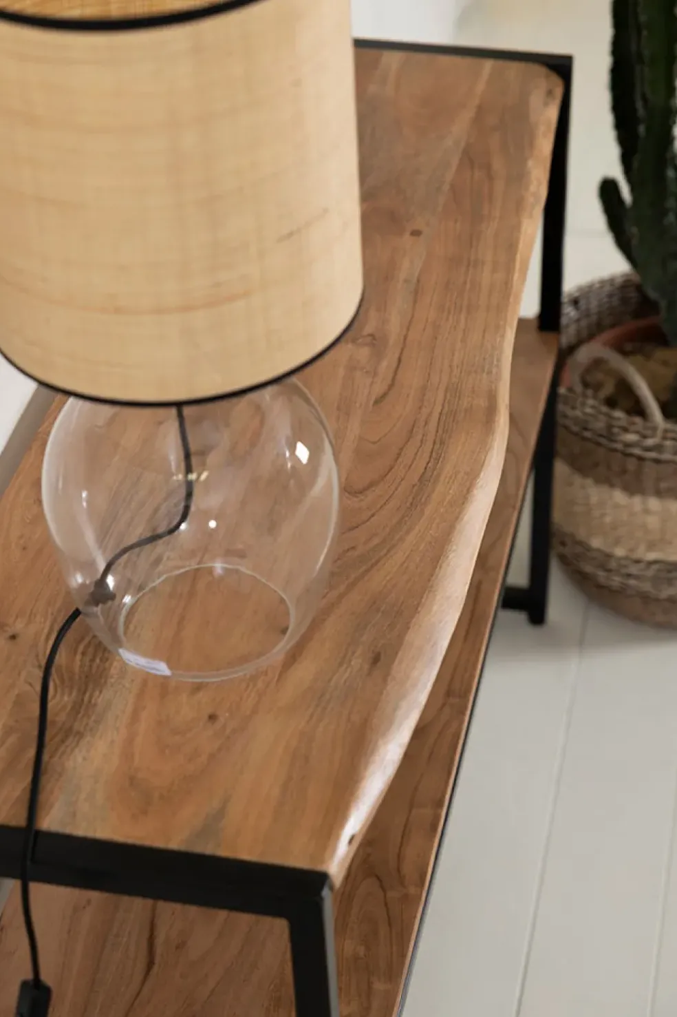 Console en acacia et pieds en fer noir - Brooklyn