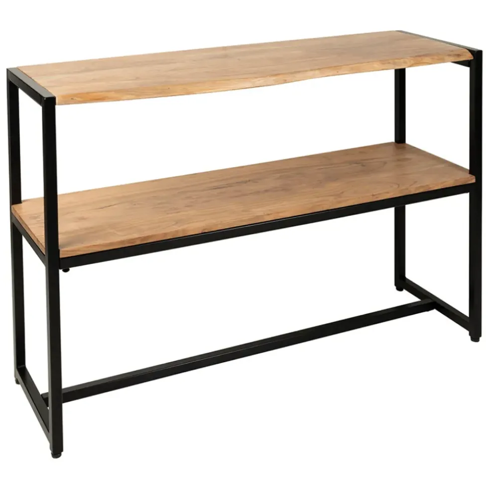 Console en acacia et pieds en fer noir - Brooklyn