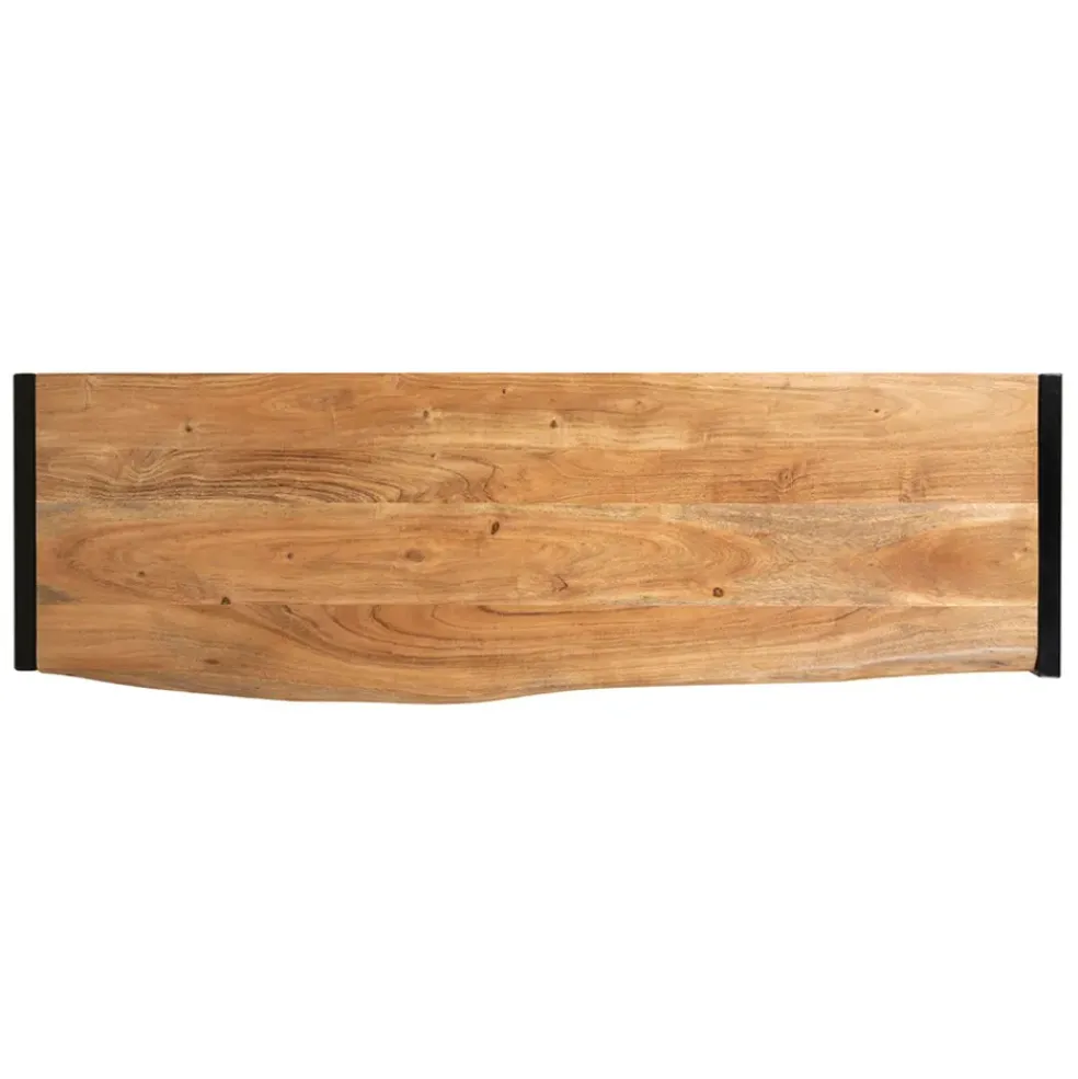 Console en acacia et pieds en fer noir - Brooklyn