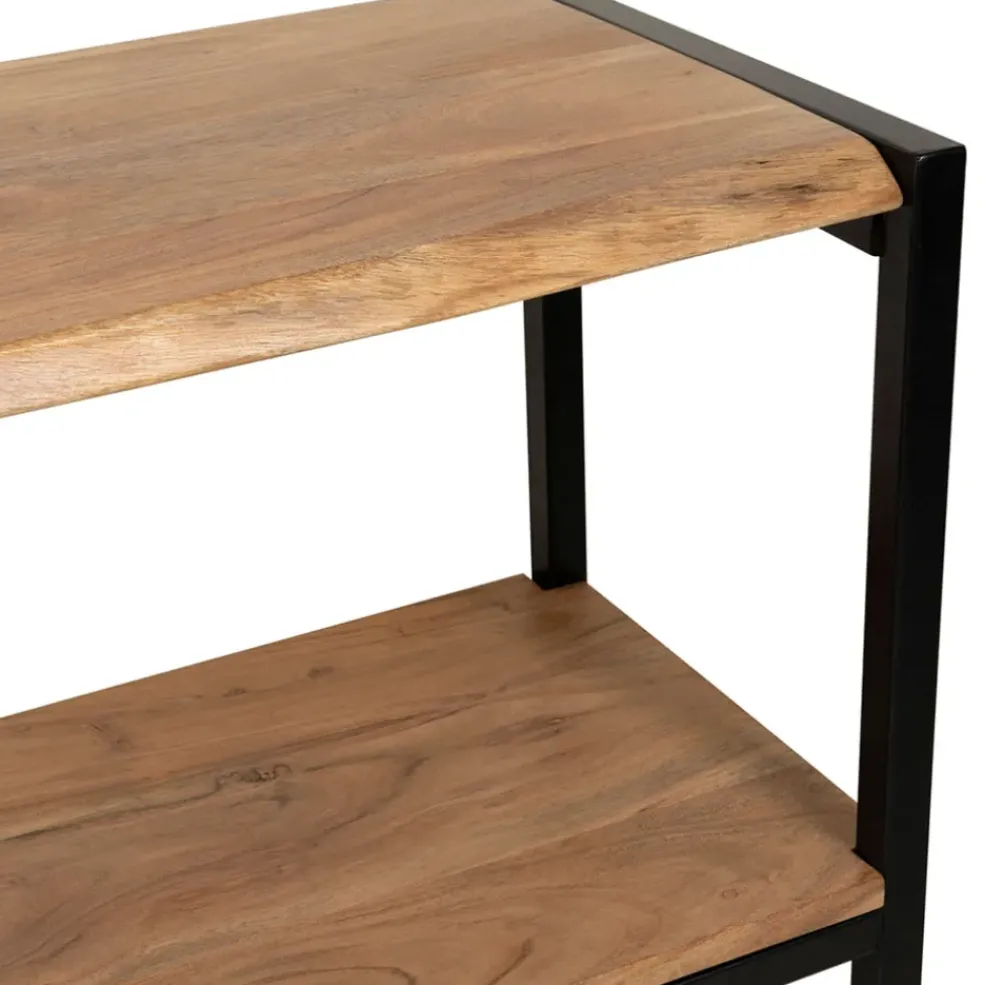 Console en acacia et pieds en fer noir - Brooklyn
