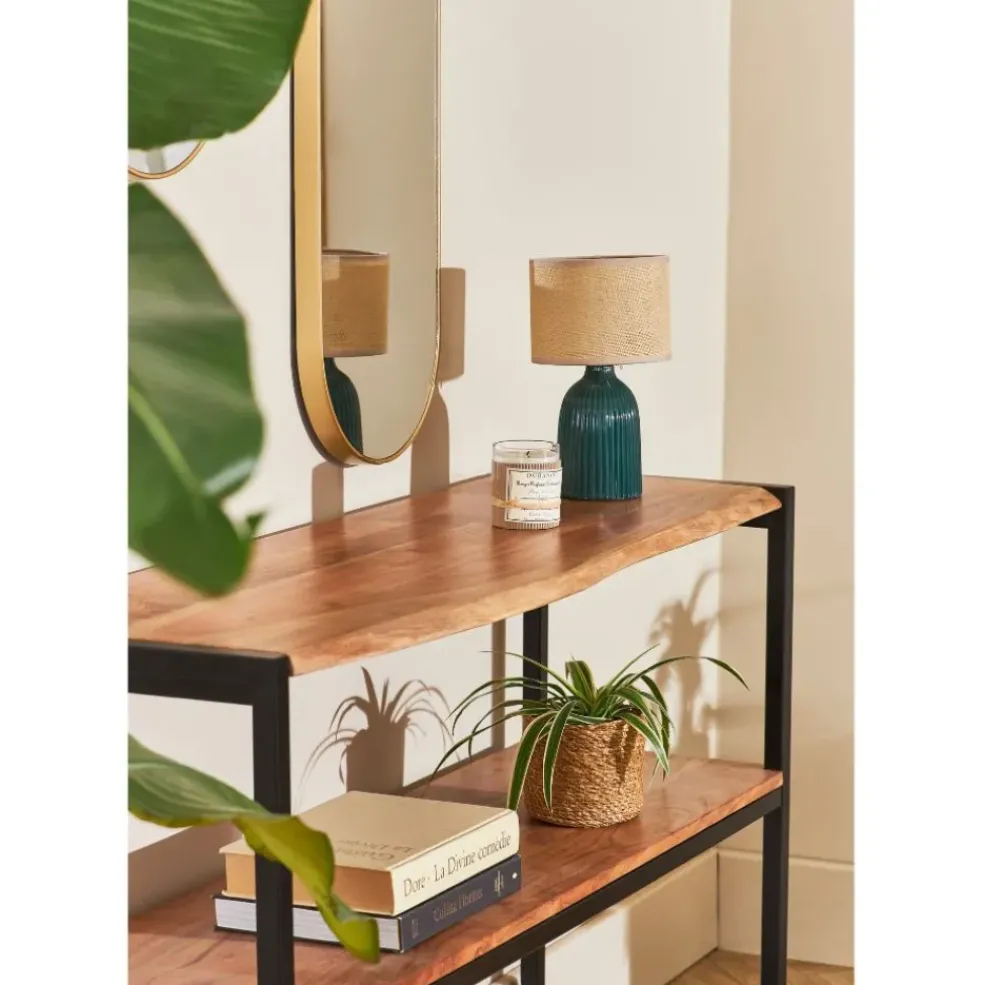 Console en acacia et pieds en fer noir - Brooklyn