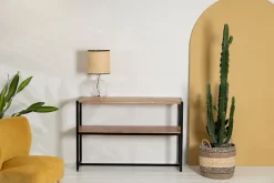 Console en acacia et pieds en fer noir - Brooklyn