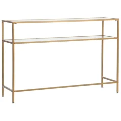 Console en fer et verre doré 120x33xh80.5cm - Eluminea