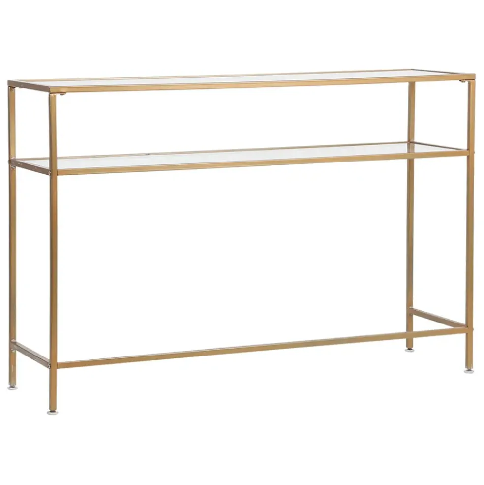 Console en fer et verre doré 120x33xh80.5cm - Eluminea