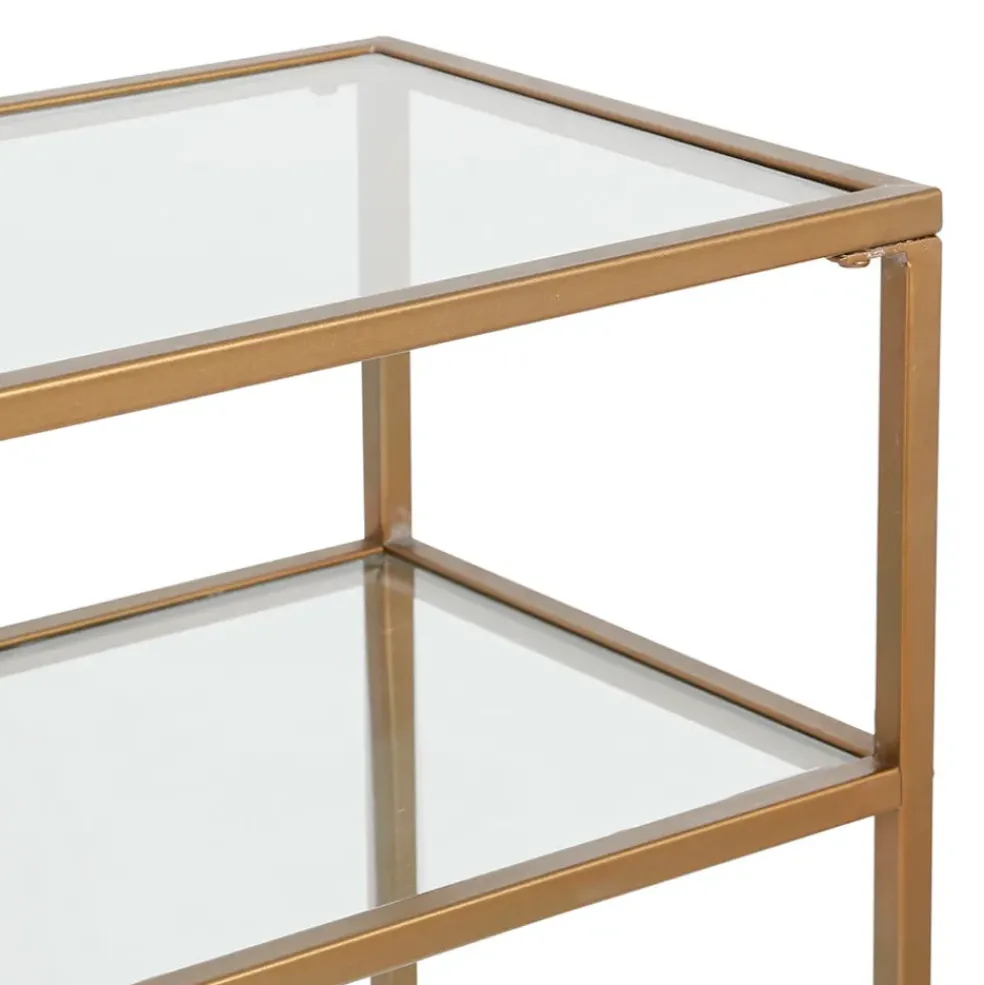 Console en fer et verre doré 120x33xh80.5cm - Eluminea
