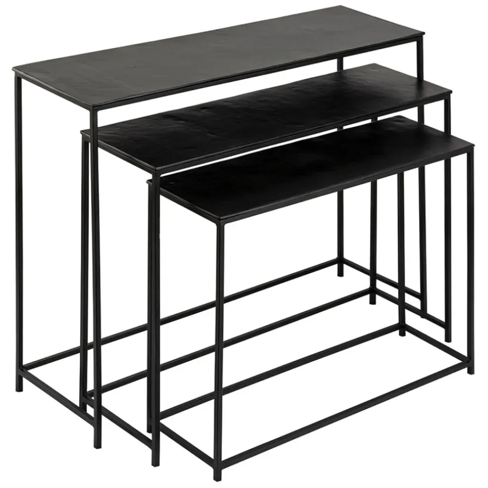 Console gigogne (x3) en fer noir - Felia