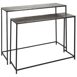 Console gigogne (x2) en fer argenté - Felia