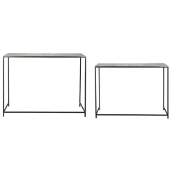 Console gigogne (x2) en fer argenté - Felia