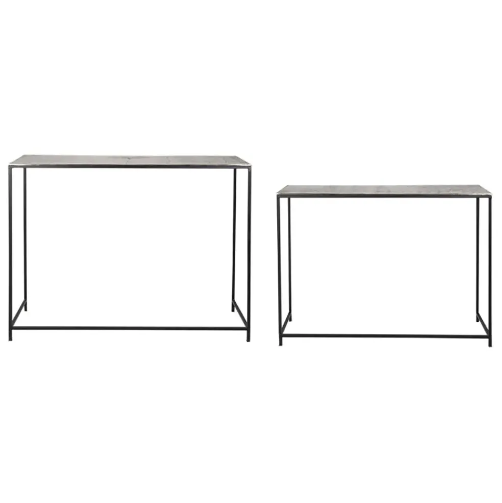 Console gigogne (x2) en fer argenté - Felia