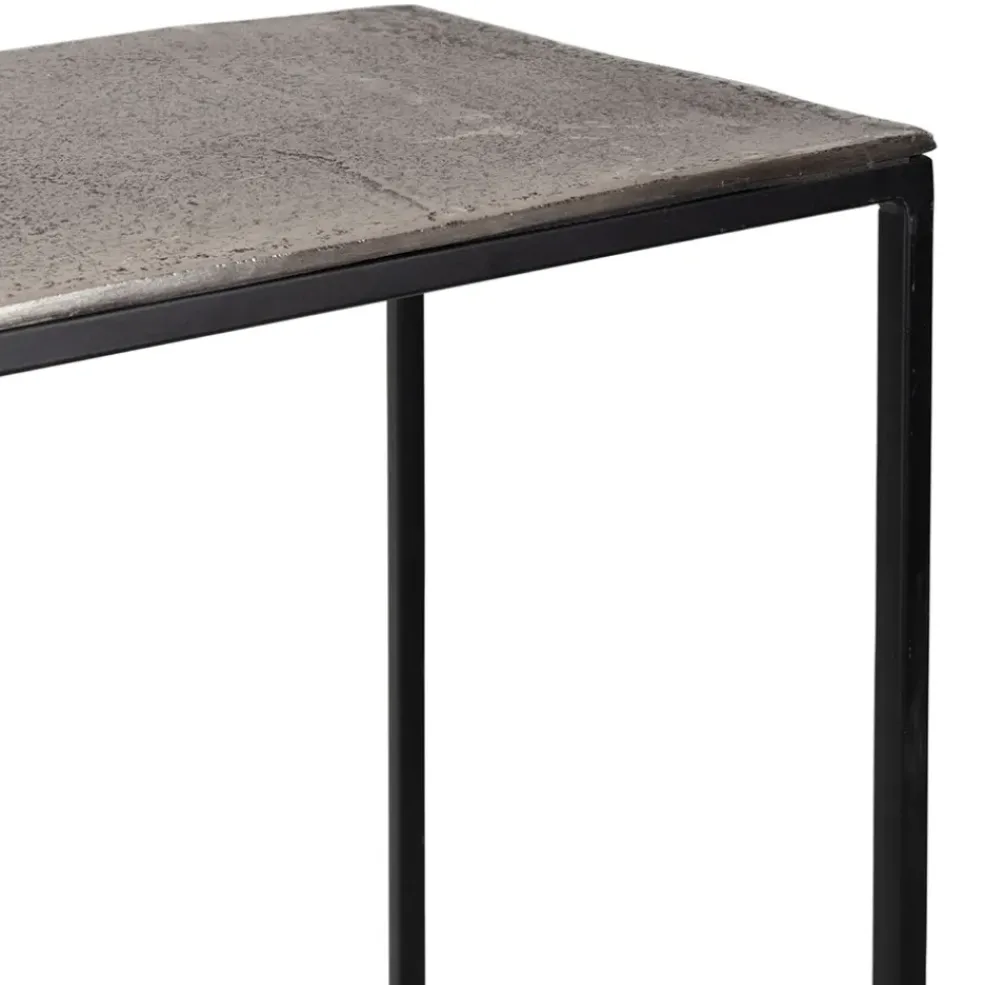 Console gigogne (x2) en fer argenté - Felia