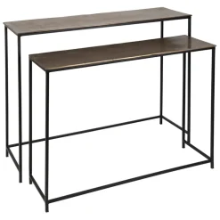 Console gigogne (x2) en fer doré - Felia