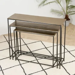 Console gigogne (x3) en fer doré - Felia