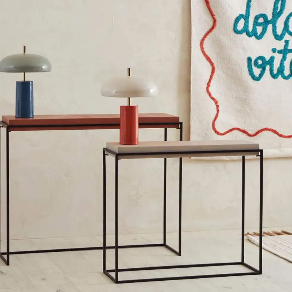 Console gigogne (x2) en fer terracotta et beige - Ario