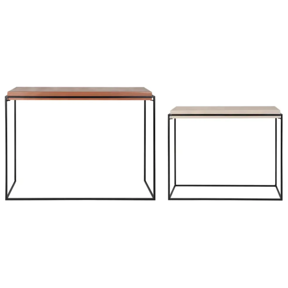 Console gigogne (x2) en fer terracotta et beige - Ario