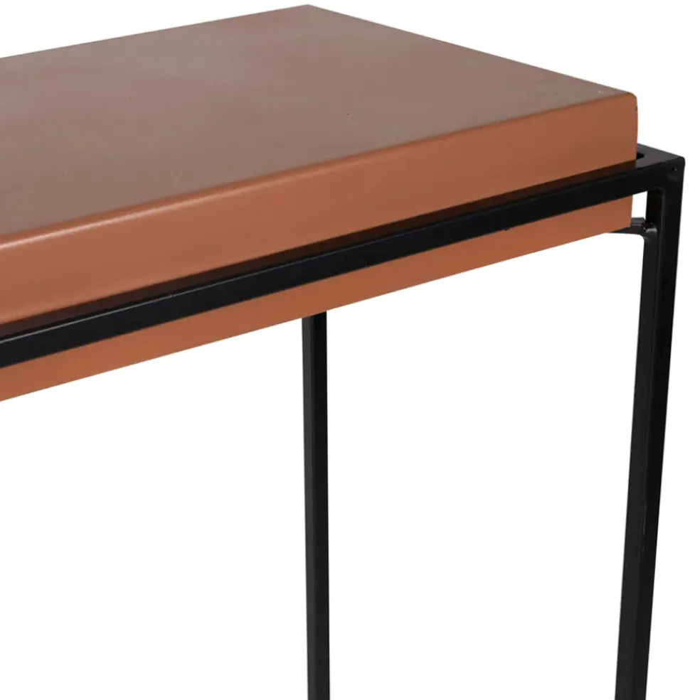 Console gigogne (x2) en fer terracotta et beige - Ario