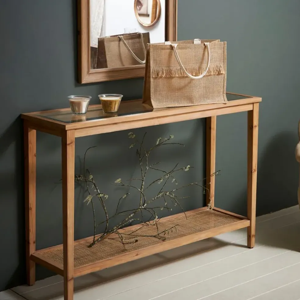 Console naturel foncé 120x36xh80cm en bois de sapin - Firmin