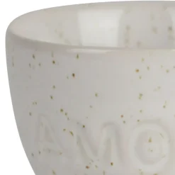 Coquetier amour en grès écru moucheté
