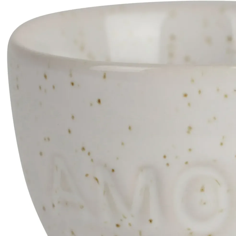 Coquetier amour en grès écru moucheté