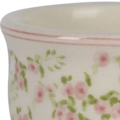 Coquetier en faïence rose et vert d5 - Rose
