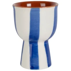 Coquetier en grès rayé indigo et blanc d4.5cm - Alaria