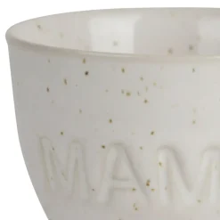 Coquetier maman en grès écru moucheté