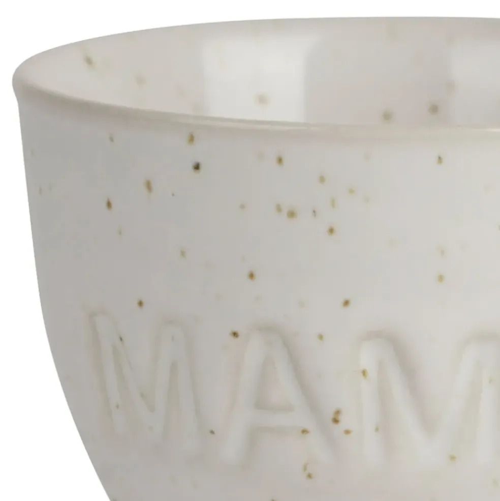 Coquetier maman en grès écru moucheté