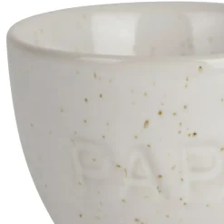 Coquetier papa en grès écru moucheté
