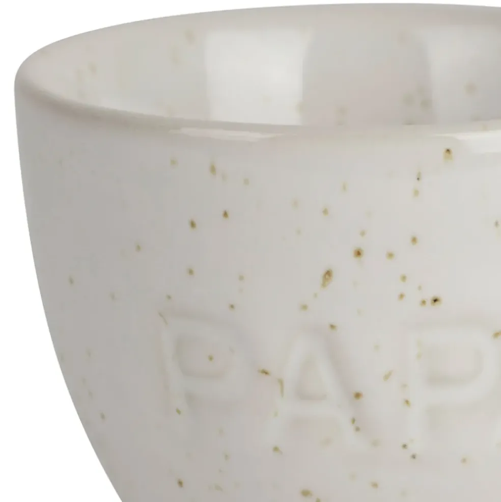 Coquetier papa en grès écru moucheté