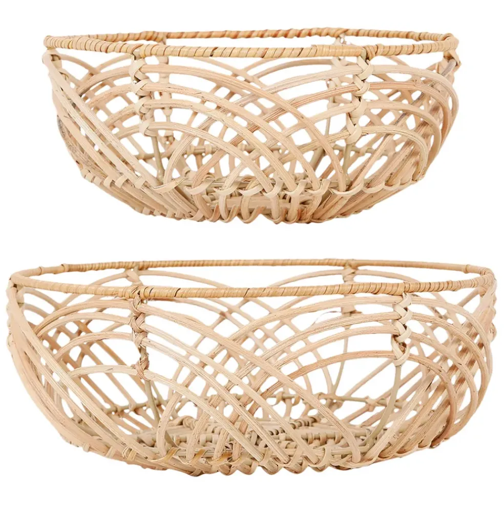 Corbeille (lot de 2 ) element naturel en rotin