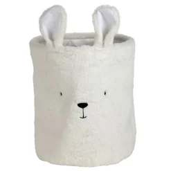 Corbeille ourson en velours écru h35cm - Songes