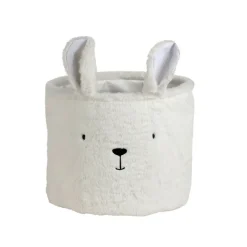 Corbeille ourson en velours écru h25cm - Songes