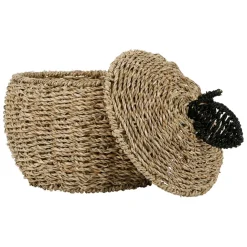 Corbeilles pomme avec couvercle x2 naturel en jonc de mer+fer - Sweet Dream