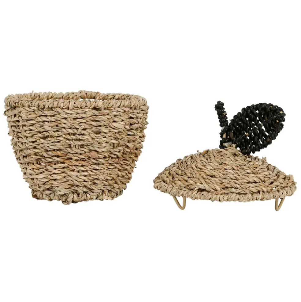 Corbeilles pomme avec couvercle x2 naturel en jonc de mer+fer - Sweet Dream