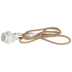 Cordon électrique avec interrupteur en tissu naturel et blanc 1.75m
